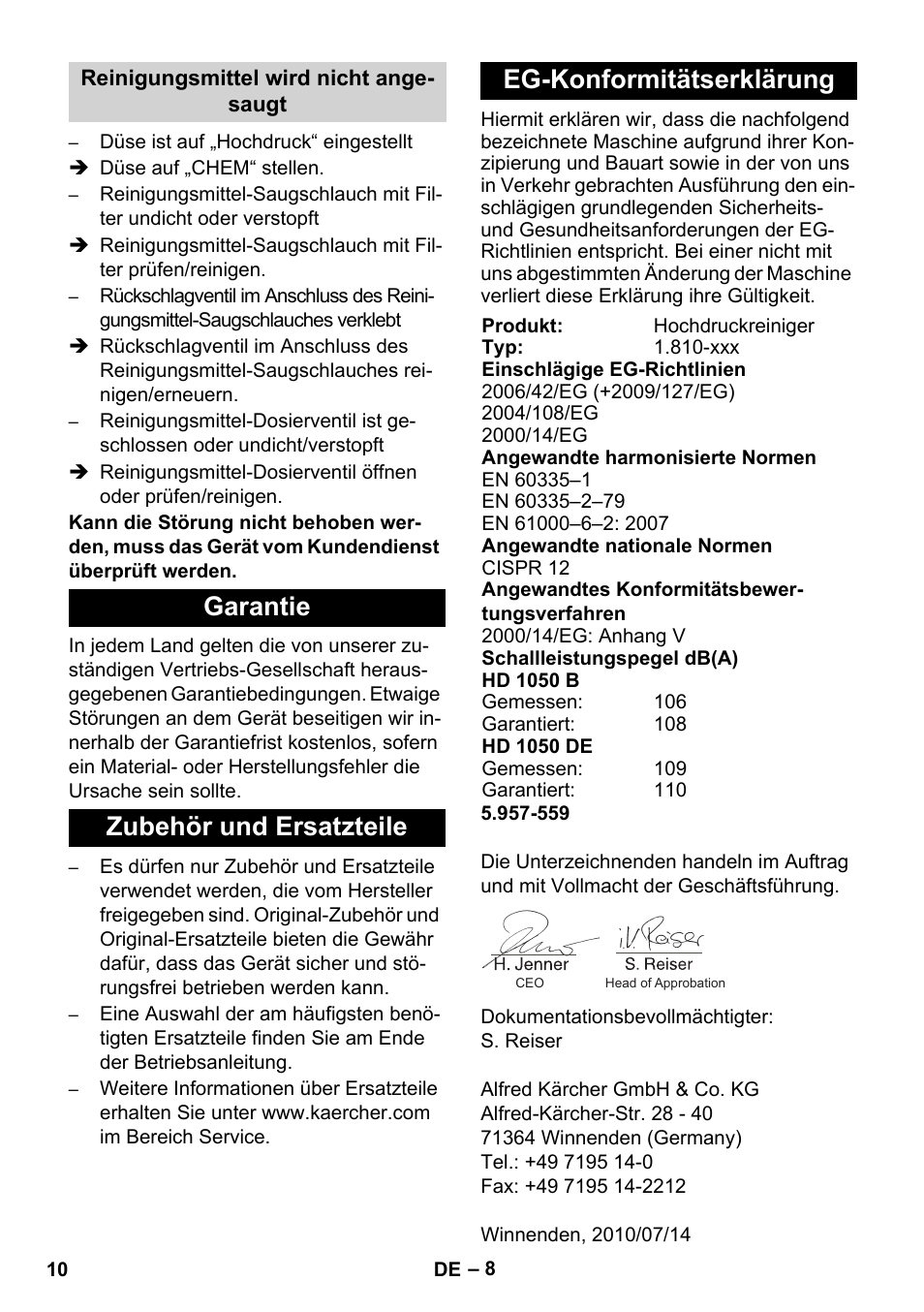 Karcher HD 1050 B User Manual | Page 10 / 270