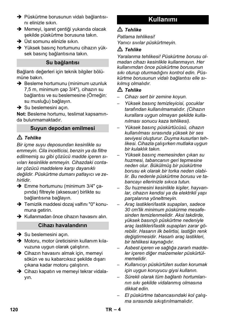 Kullanımı | Karcher HD 1050 B User Manual | Page 120 / 270