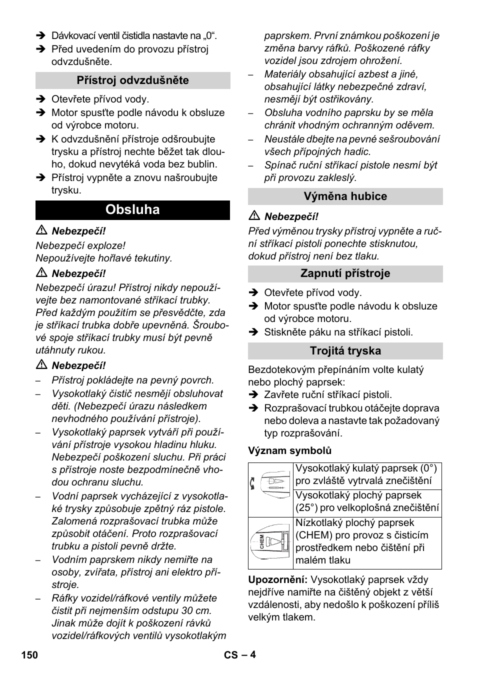 Obsluha | Karcher HD 1050 B User Manual | Page 150 / 270