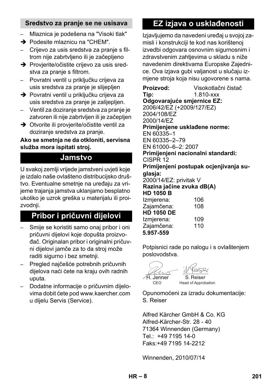 Karcher HD 1050 B User Manual | Page 201 / 270