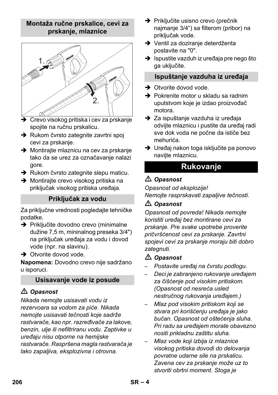 Rukovanje | Karcher HD 1050 B User Manual | Page 206 / 270