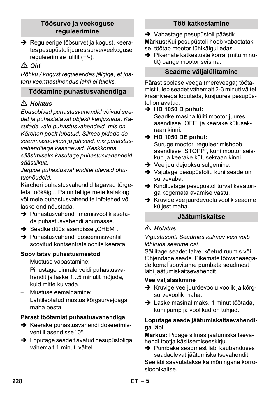 Karcher HD 1050 B User Manual | Page 228 / 270