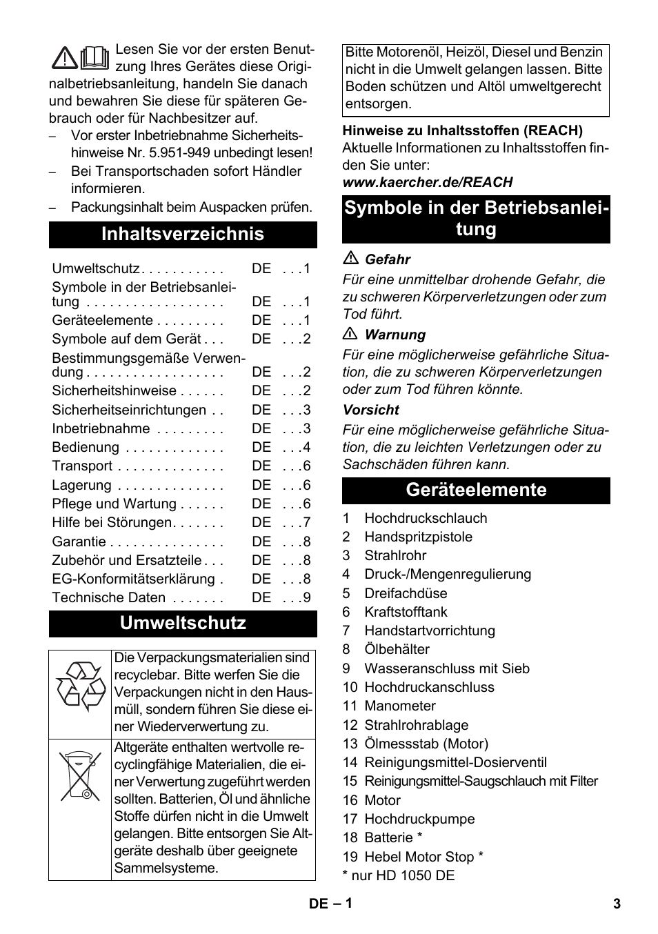 Karcher HD 1050 B User Manual | Page 3 / 270