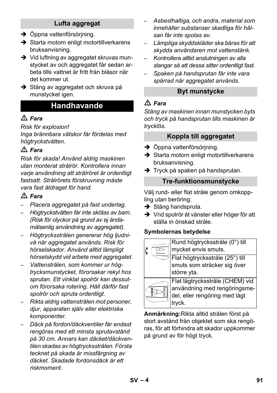 Handhavande | Karcher HD 1050 B User Manual | Page 91 / 270