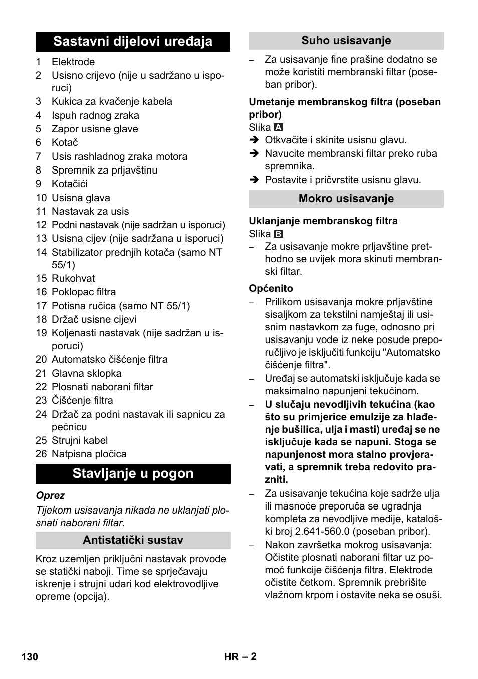 Sastavni dijelovi uređaja stavljanje u pogon | Karcher NT 55-1 Tact Bs User Manual | Page 130 / 180