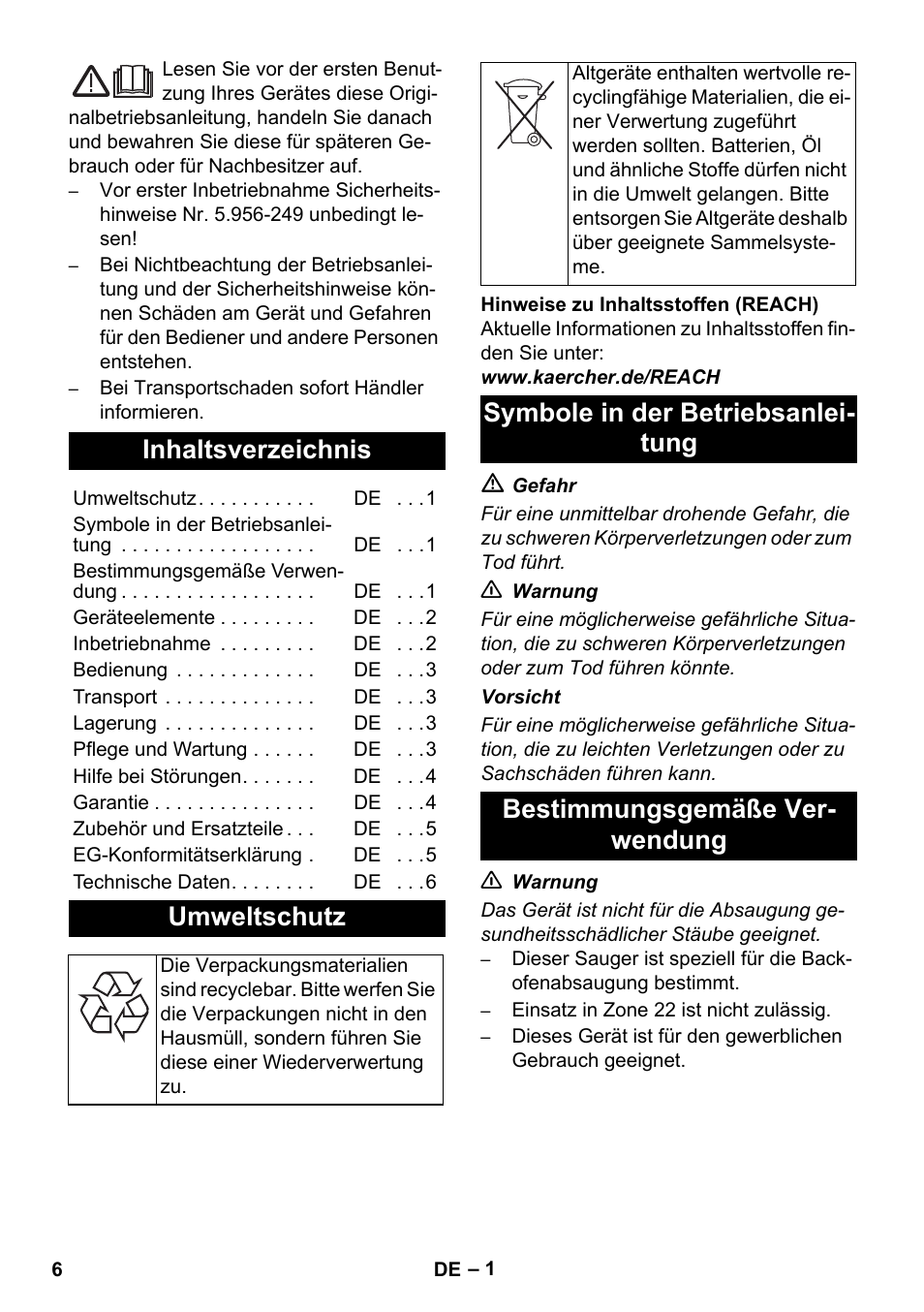 Karcher NT 55-1 Tact Bs User Manual | Page 6 / 180