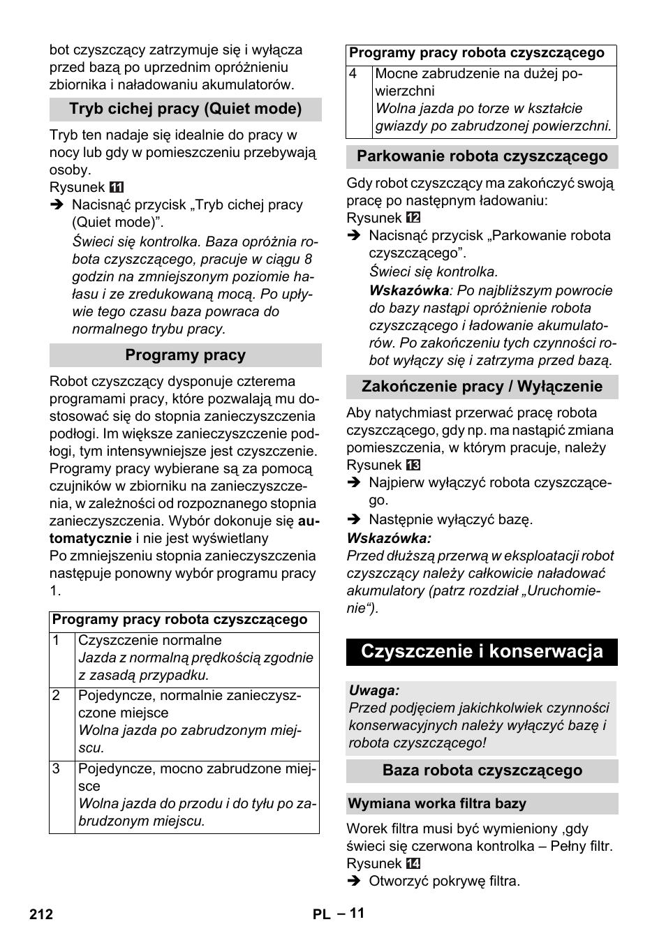 Czyszczenie i konserwacja | Karcher Robot RC 3000 User Manual | Page 212 / 400