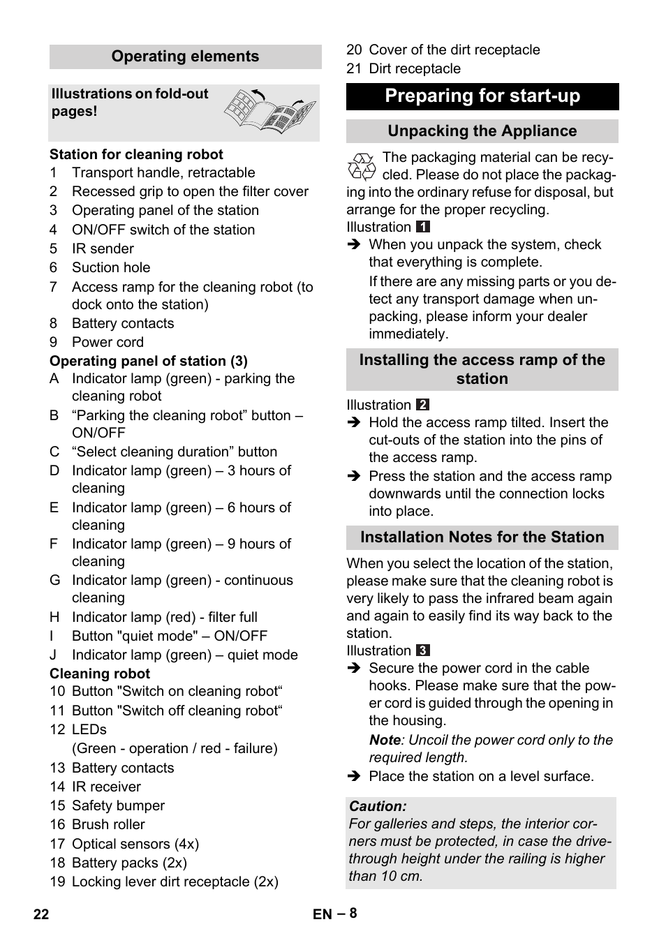 Preparing for start-up | Karcher Robot RC 3000 User Manual | Page 22 / 400