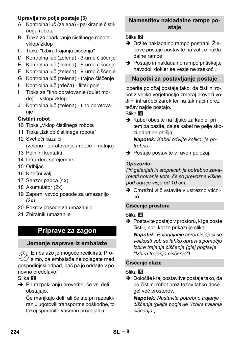 Priprave za zagon | Karcher Robot RC 3000 User Manual | Page 224 / 400