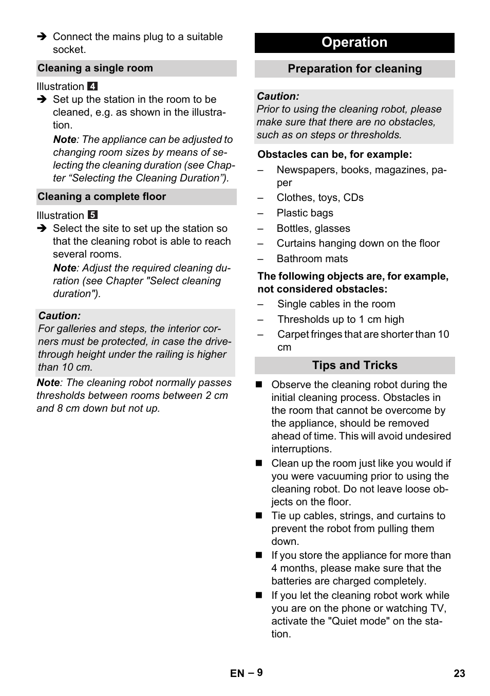 Operation | Karcher Robot RC 3000 User Manual | Page 23 / 400