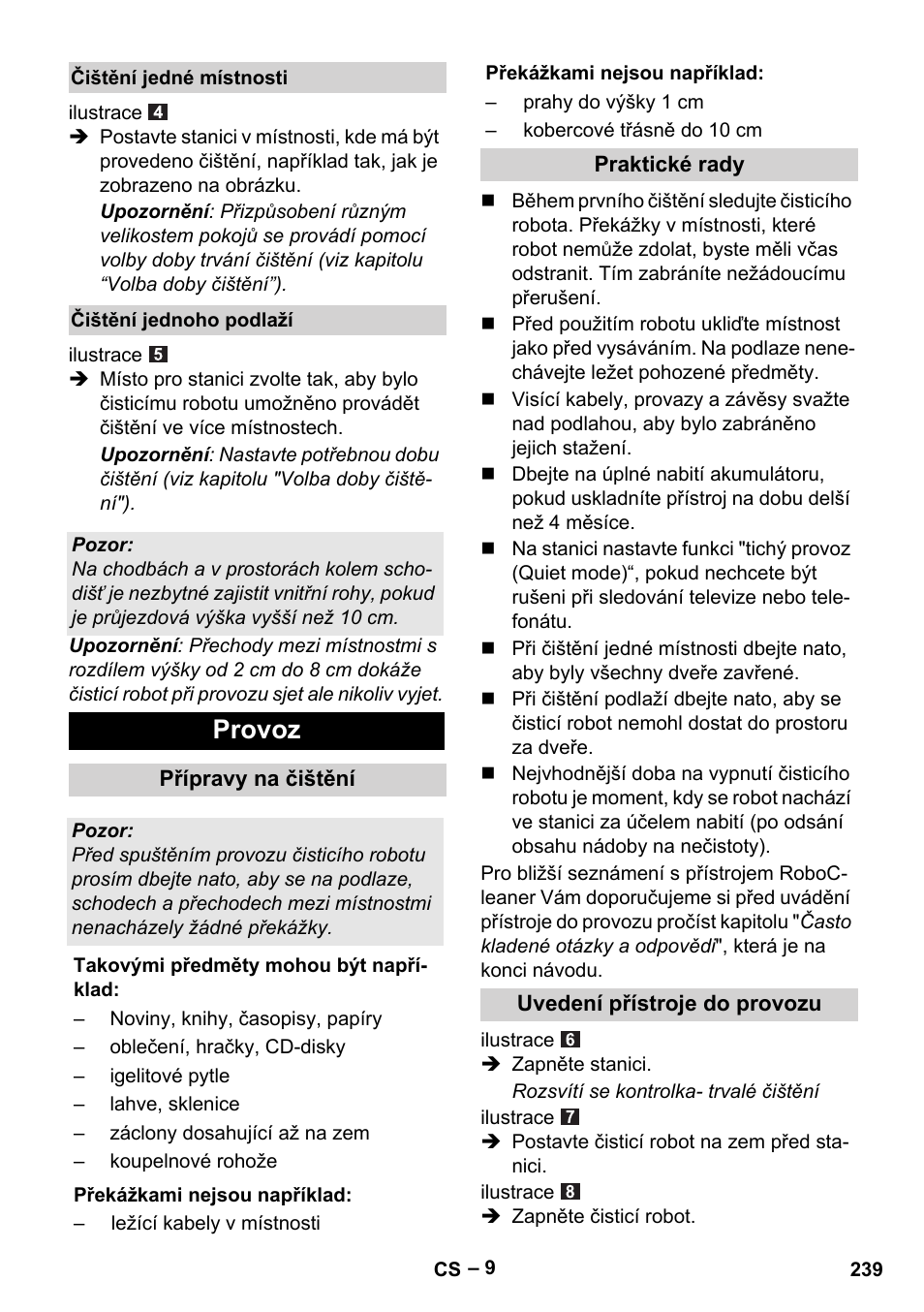 Provoz | Karcher Robot RC 3000 User Manual | Page 239 / 400