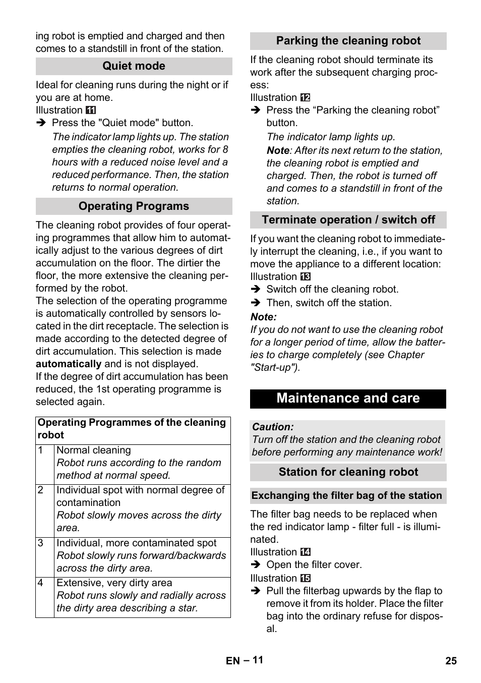 Maintenance and care | Karcher Robot RC 3000 User Manual | Page 25 / 400