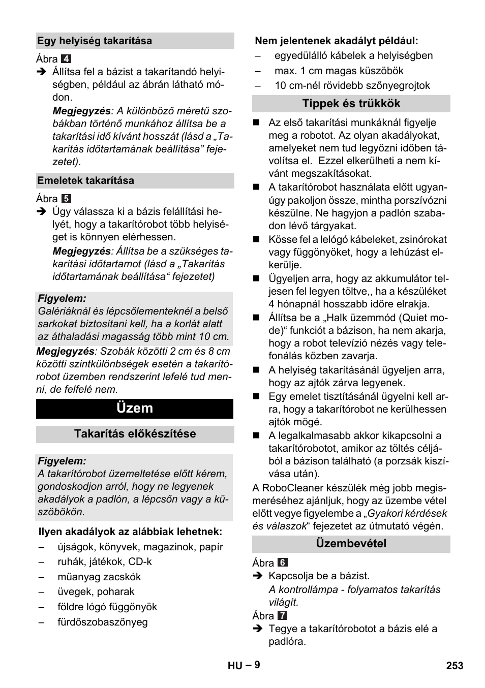Üzem | Karcher Robot RC 3000 User Manual | Page 253 / 400