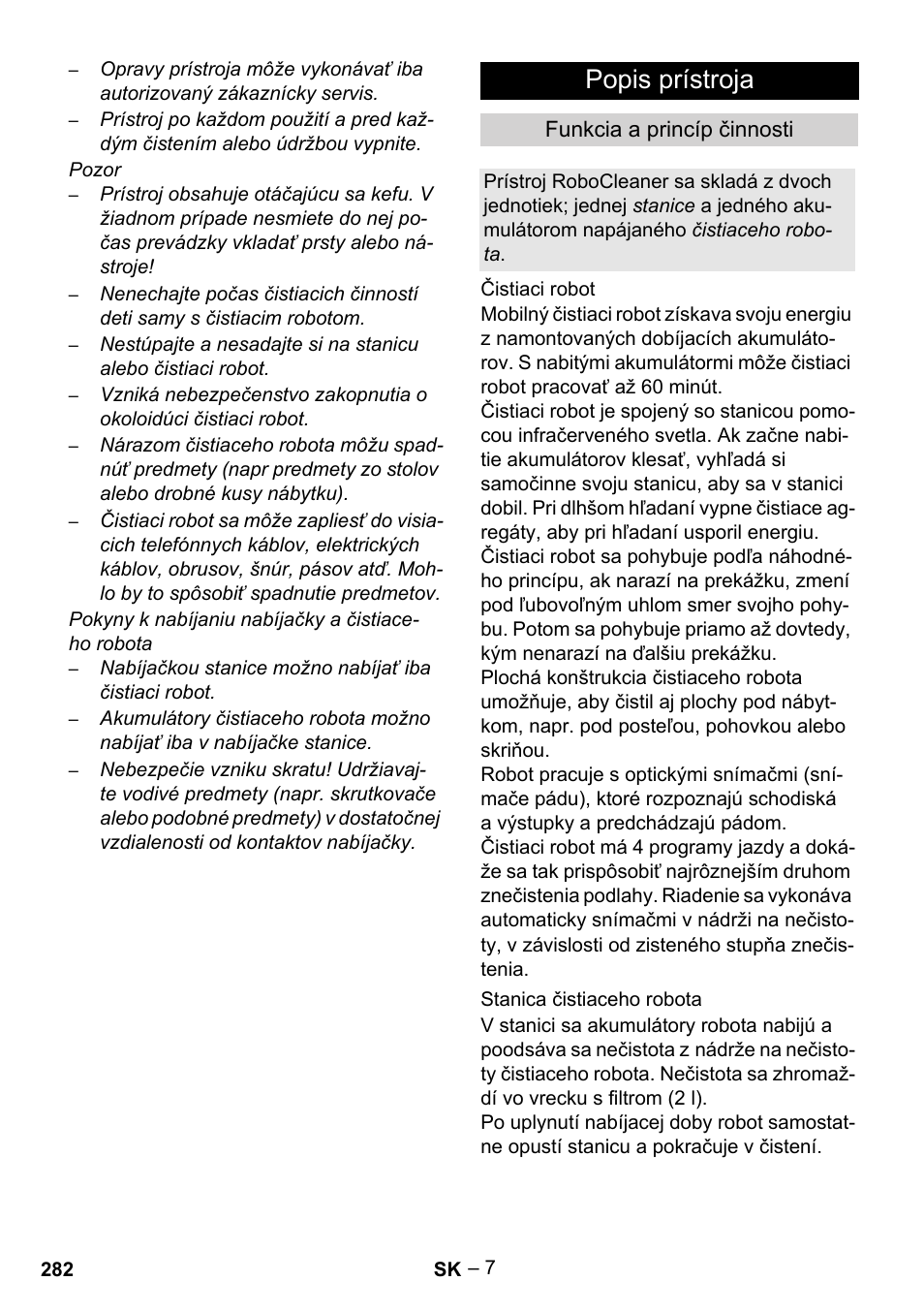 Popis prístroja | Karcher Robot RC 3000 User Manual | Page 282 / 400