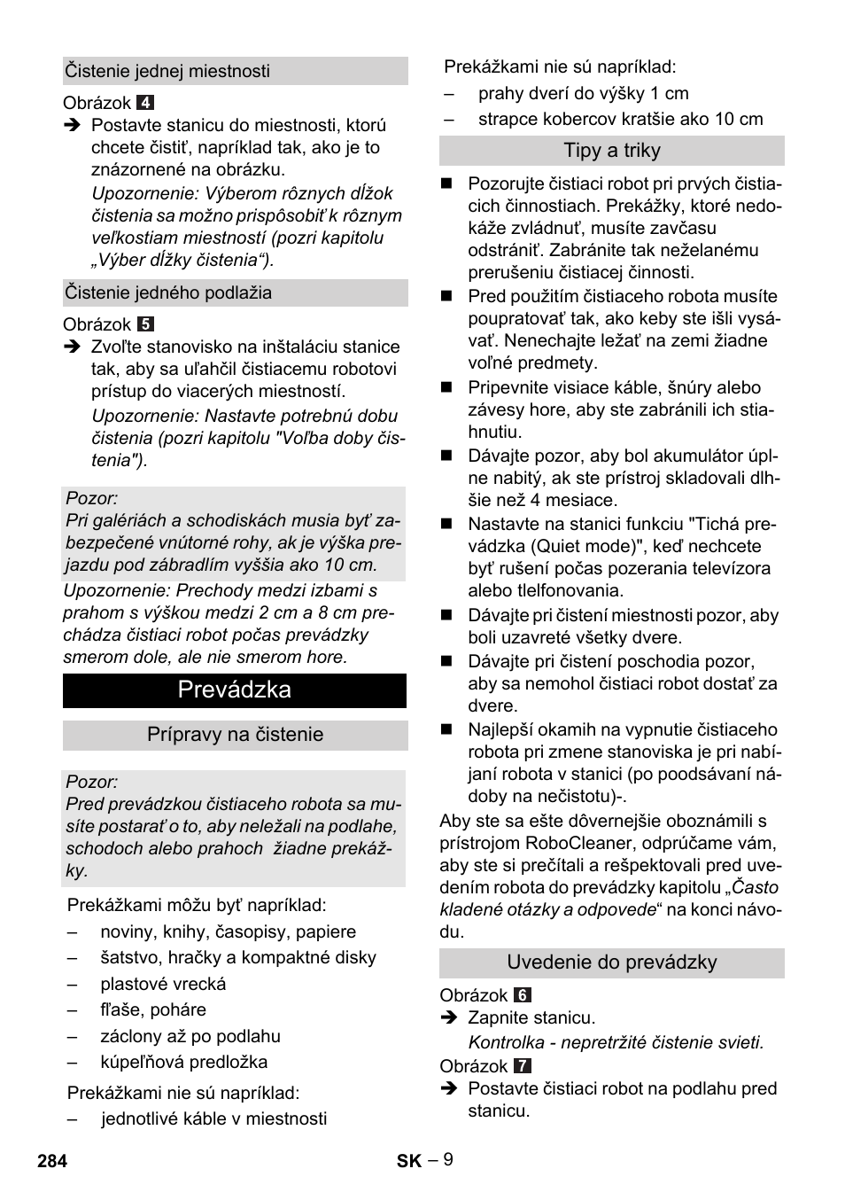 Prevádzka | Karcher Robot RC 3000 User Manual | Page 284 / 400