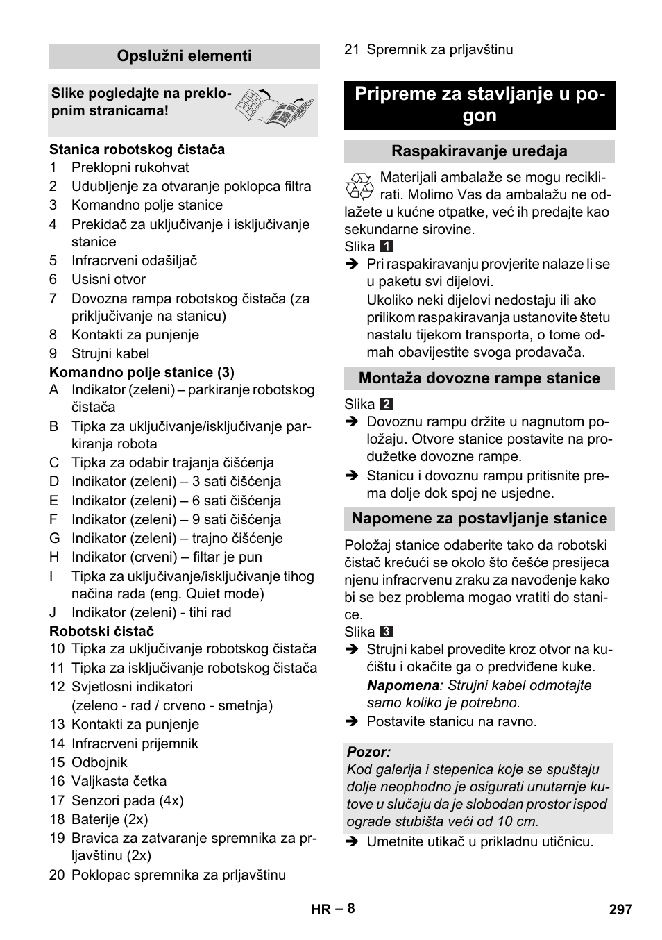 Pripreme za stavljanje u po- gon | Karcher Robot RC 3000 User Manual | Page 297 / 400