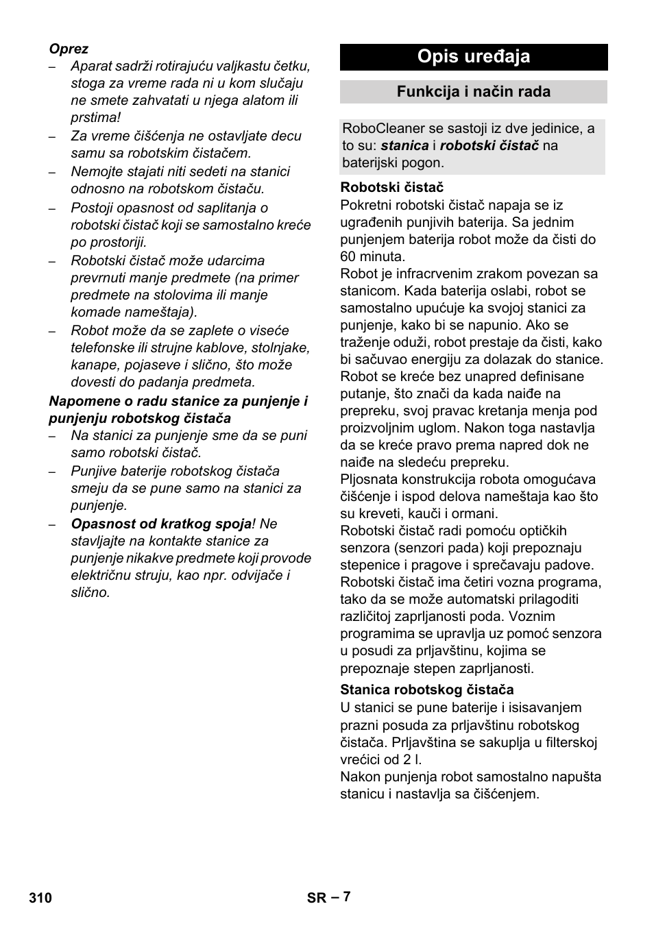 Opis uređaja | Karcher Robot RC 3000 User Manual | Page 310 / 400