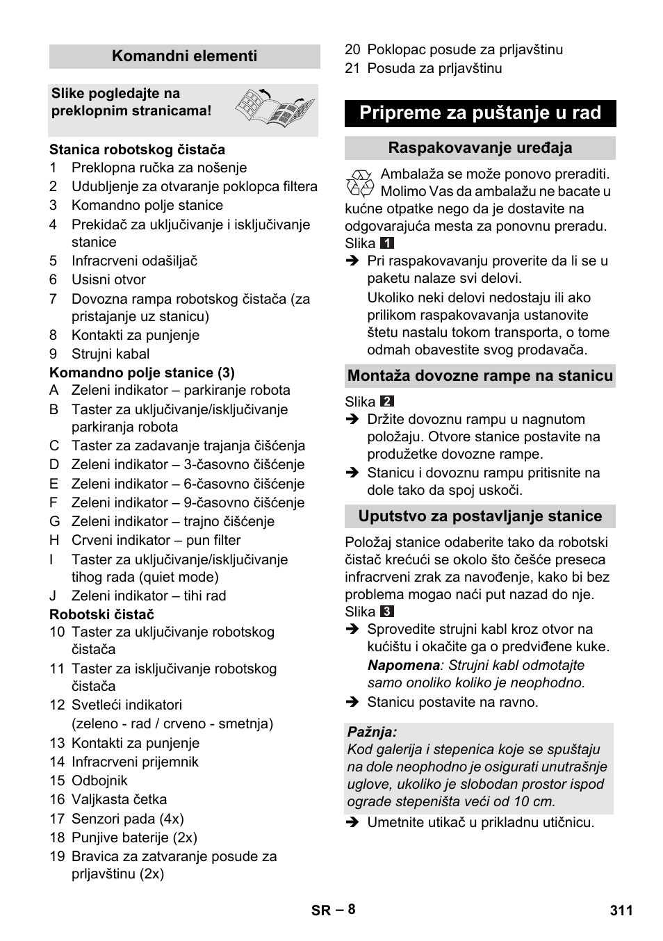 Pripreme za puštanje u rad | Karcher Robot RC 3000 User Manual | Page 311 / 400