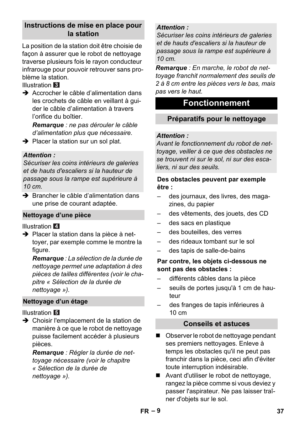 Fonctionnement | Karcher Robot RC 3000 User Manual | Page 37 / 400