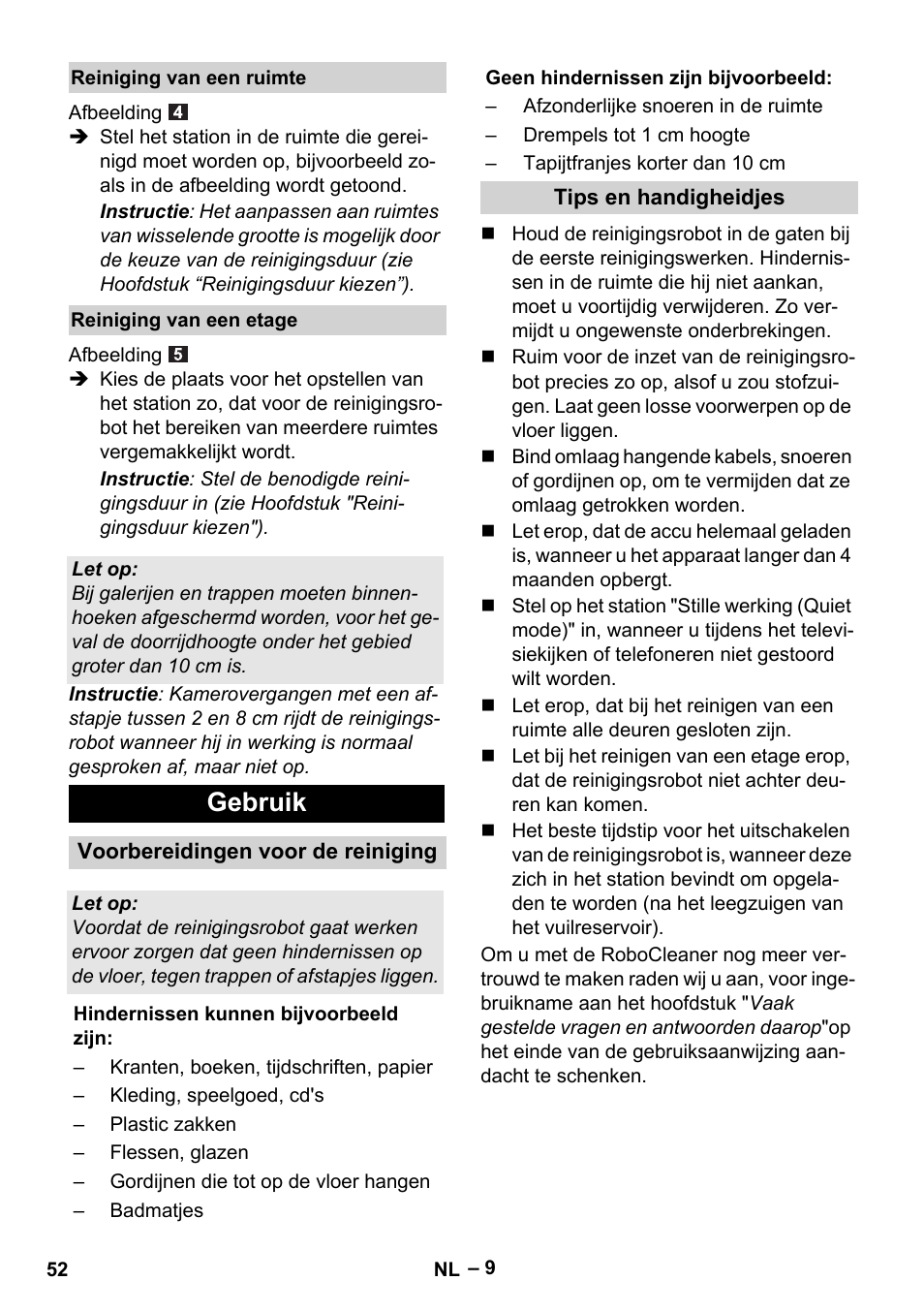 Gebruik | Karcher Robot RC 3000 User Manual | Page 52 / 400