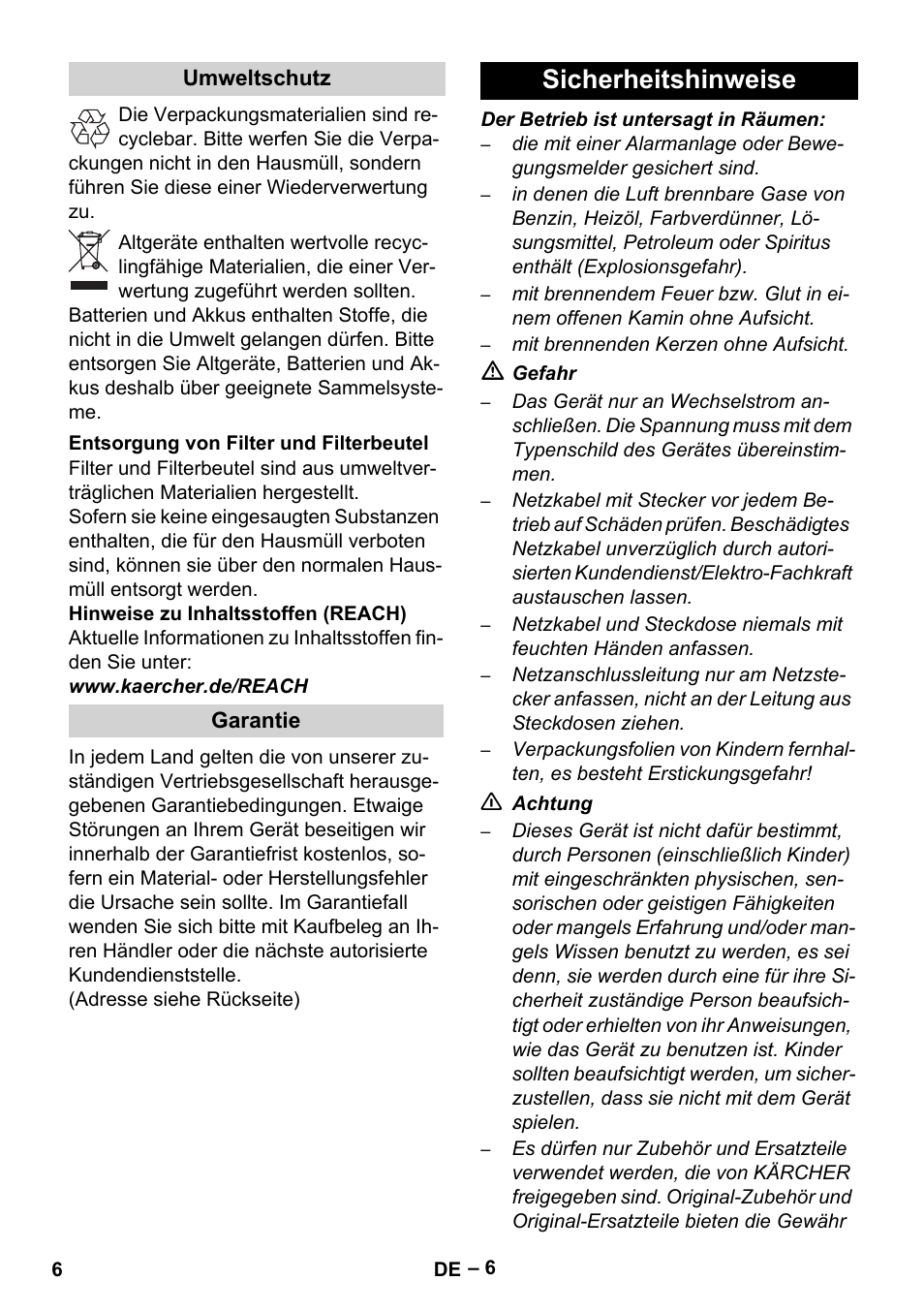 Sicherheitshinweise | Karcher Robot RC 3000 User Manual | Page 6 / 400