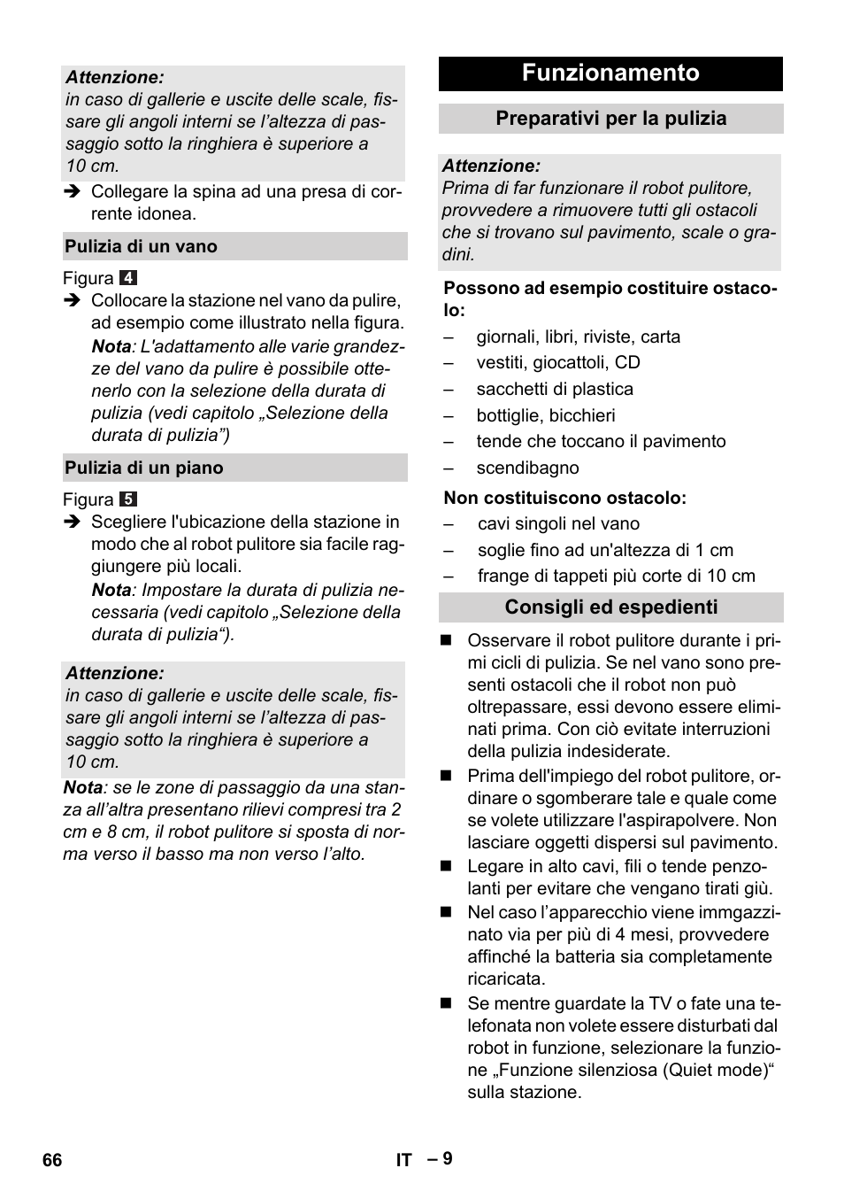 Funzionamento | Karcher Robot RC 3000 User Manual | Page 66 / 400