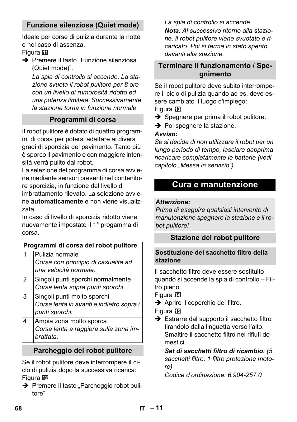 Cura e manutenzione | Karcher Robot RC 3000 User Manual | Page 68 / 400