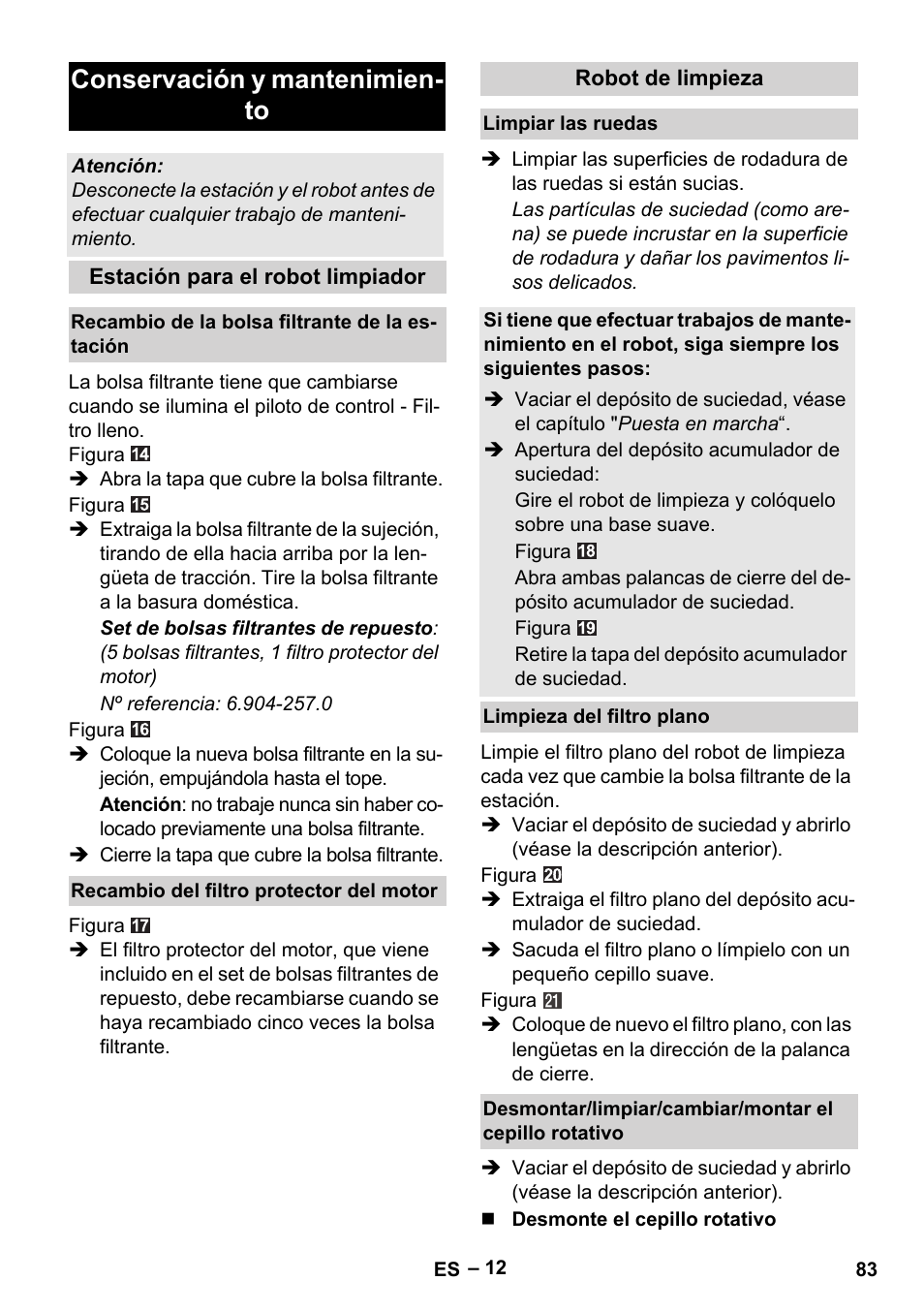 Conservación y mantenimien- to | Karcher Robot RC 3000 User Manual | Page 83 / 400