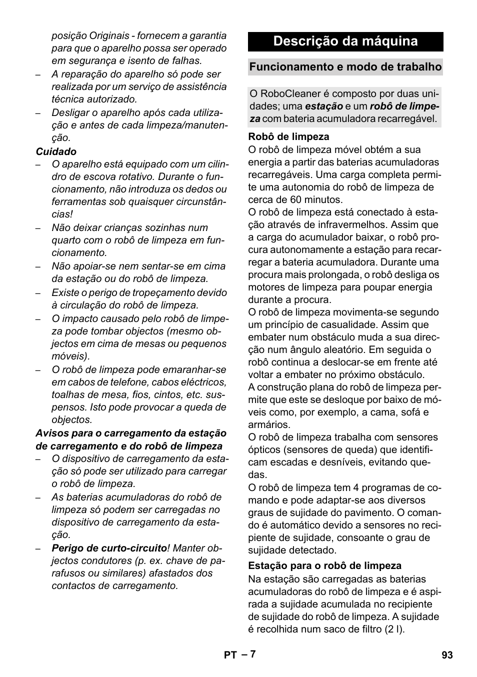 Descrição da máquina | Karcher Robot RC 3000 User Manual | Page 93 / 400