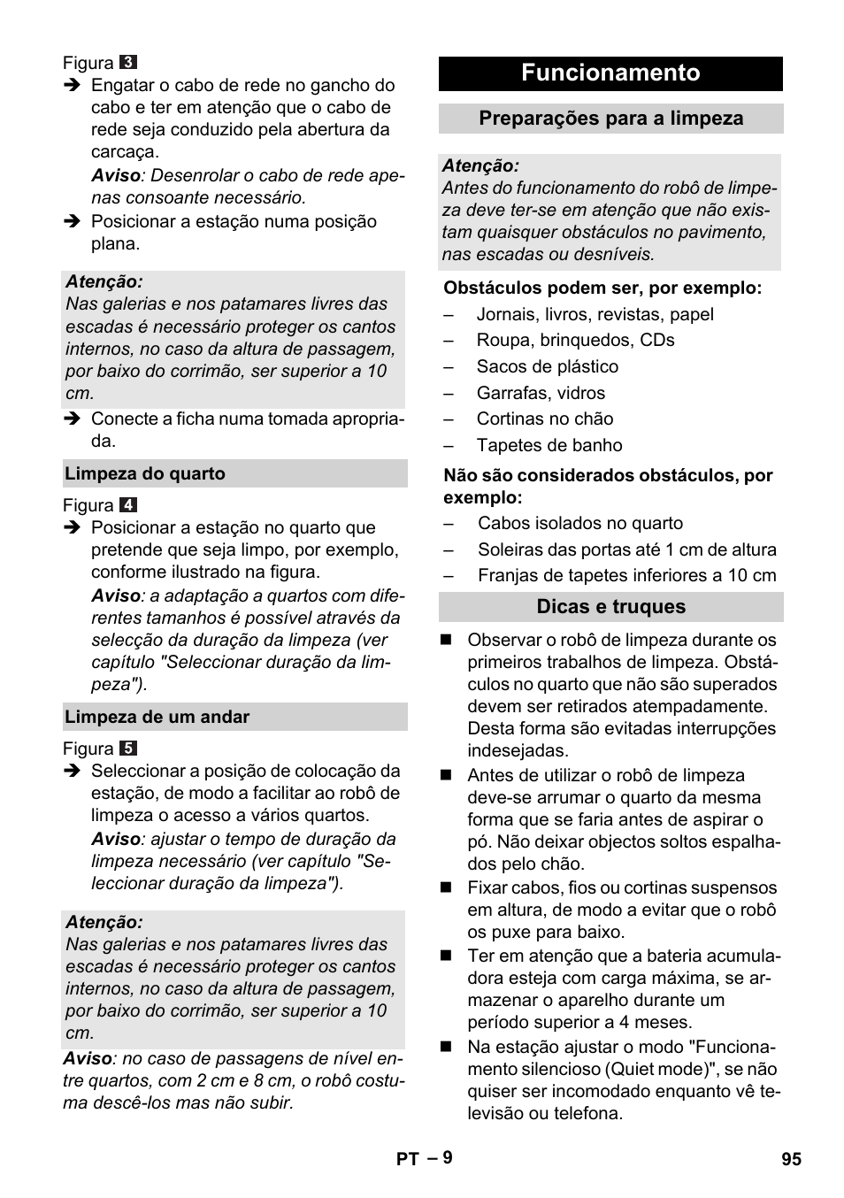 Funcionamento | Karcher Robot RC 3000 User Manual | Page 95 / 400