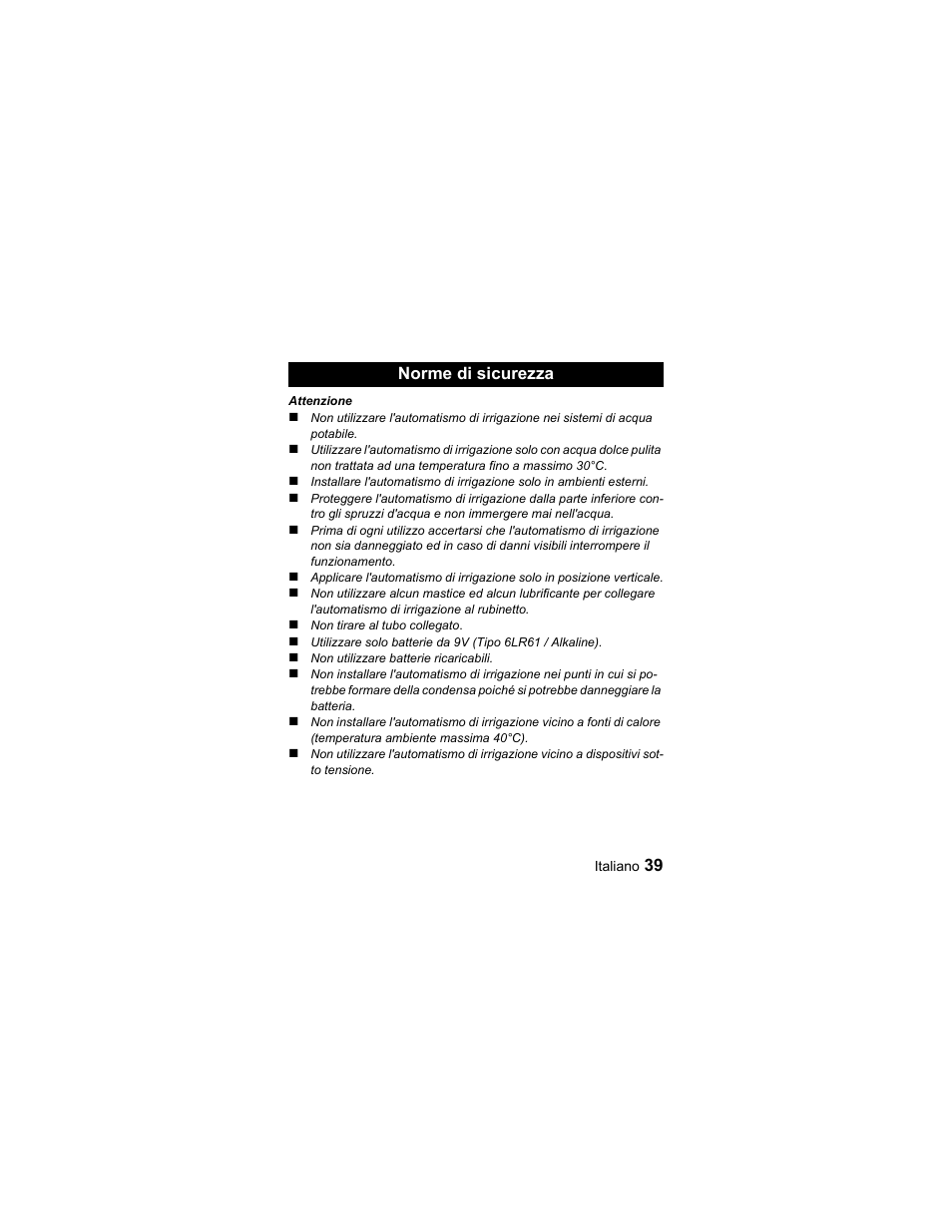 Norme di sicurezza | Karcher Unità d'irrigazione WU 90-72 User Manual | Page 39 / 94