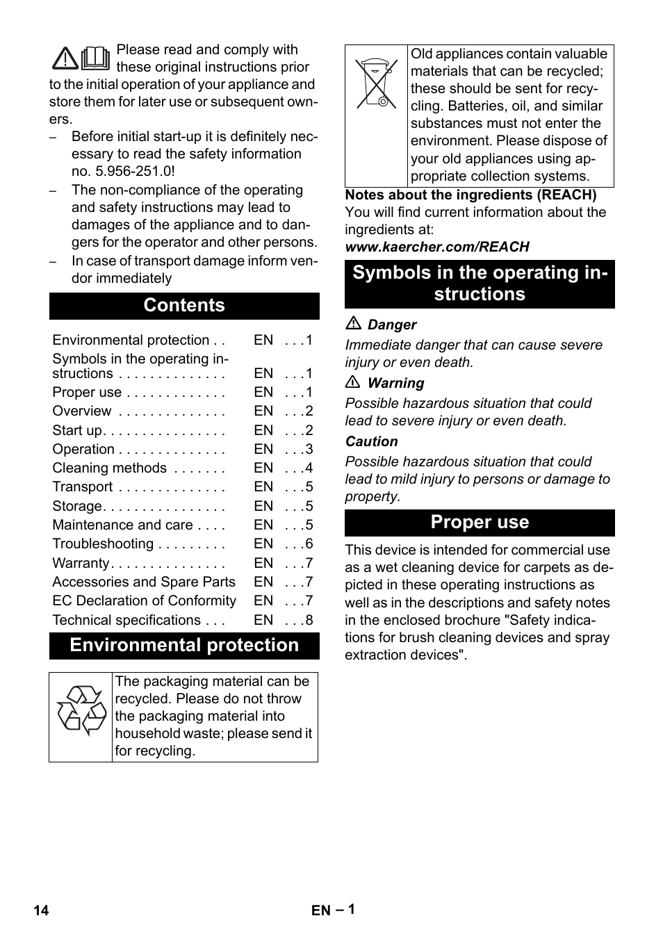 Karcher Puzzi 30-4 E User Manual | Page 14 / 244