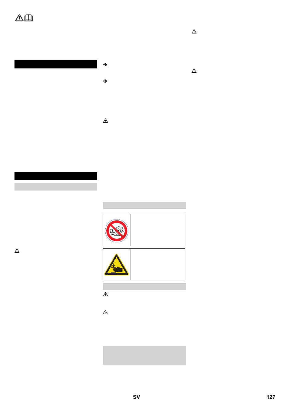 Svenska, Innehållsförteckning, Säkerhetsanvisningar | Karcher KM 100-100 R P User Manual | Page 127 / 380