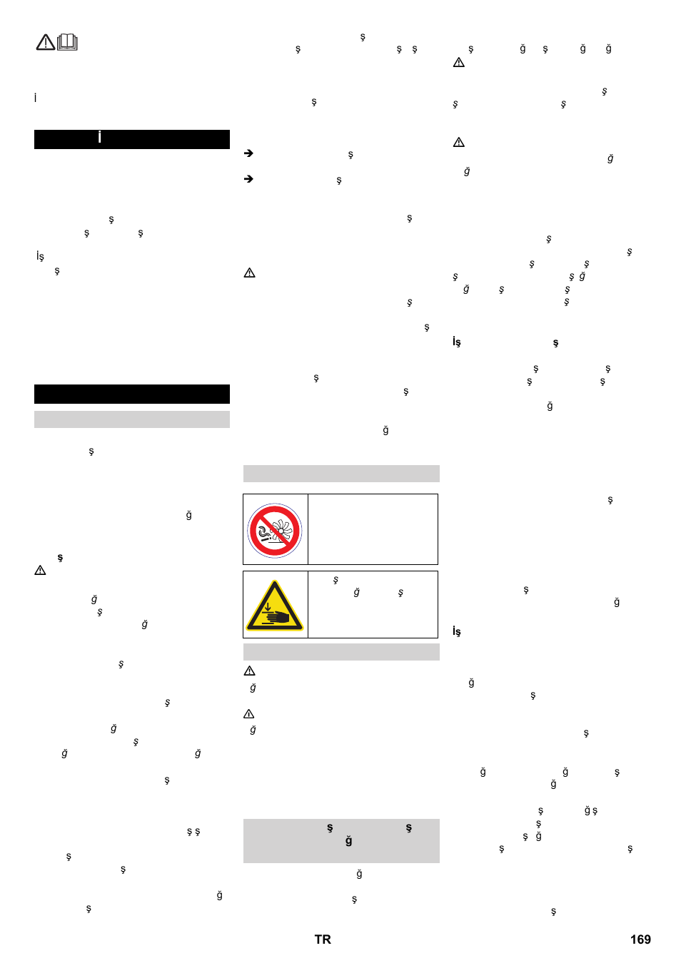 Türkçe, Içindekiler, Güvenlik uyarıları | Karcher KM 100-100 R P User Manual | Page 169 / 380