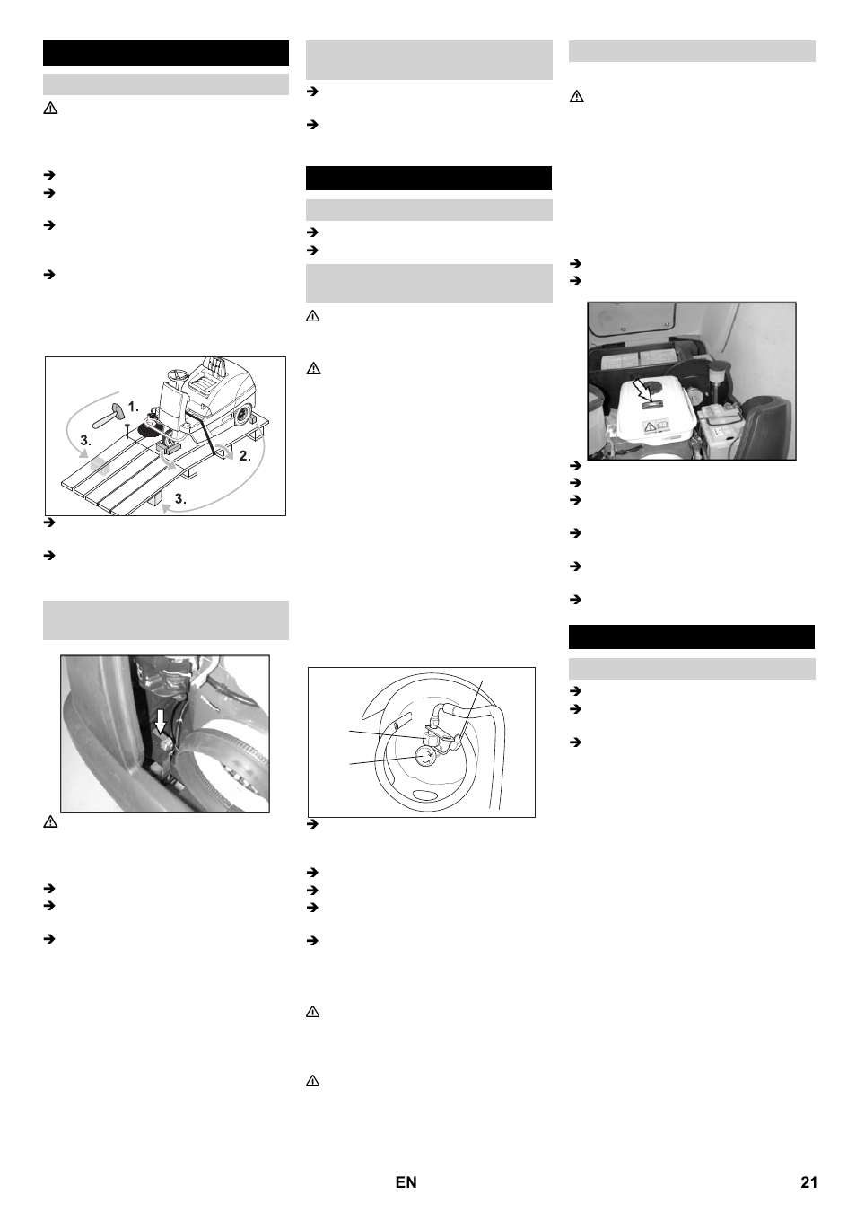 Before startup, Start up, Operation | Karcher KM 100-100 R P User Manual | Page 21 / 380
