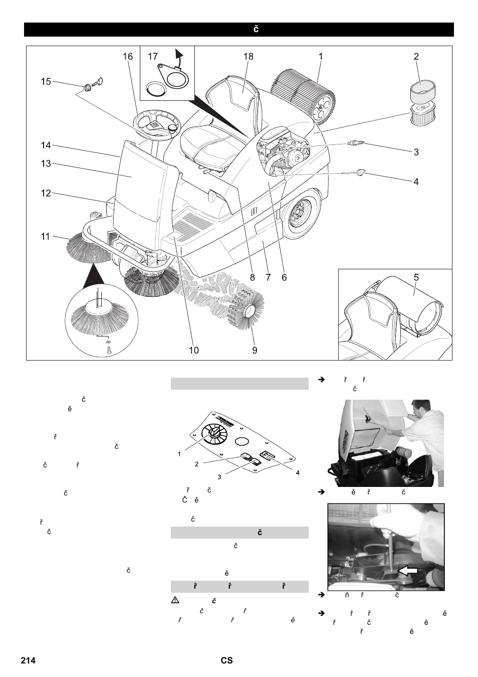 Ovládací a funkční prvky | Karcher KM 100-100 R P User Manual | Page 214 / 380