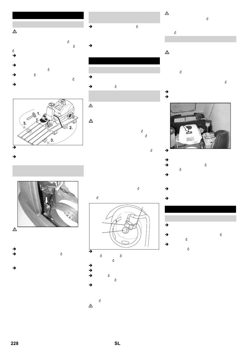 Pred zagonom, Zagon, Obratovanje | Karcher KM 100-100 R P User Manual | Page 228 / 380