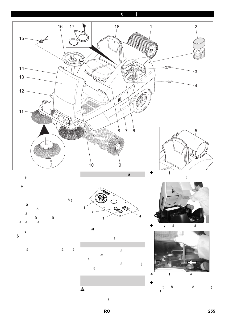 Elemente de utilizare şi funcţionale | Karcher KM 100-100 R P User Manual | Page 255 / 380
