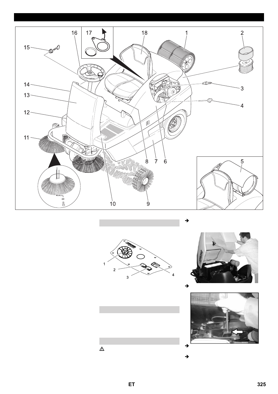 Teenindus- ja funktsioonielemendid | Karcher KM 100-100 R P User Manual | Page 325 / 380