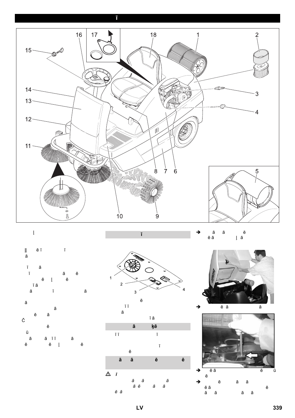 Vadības un funkcijas elementi | Karcher KM 100-100 R P User Manual | Page 339 / 380