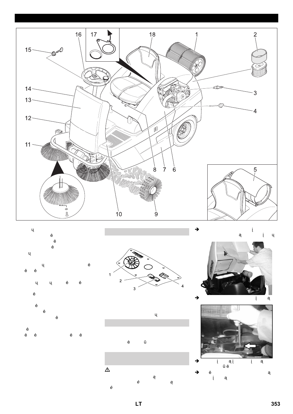 Valdymo ir funkciniai elementai | Karcher KM 100-100 R P User Manual | Page 353 / 380