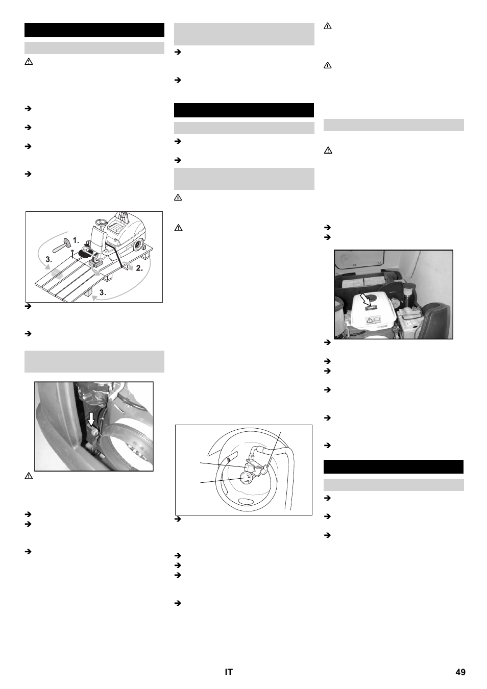 Prima della messa in funzione, Messa in funzione, Funzionamento | Karcher KM 100-100 R P User Manual | Page 49 / 380