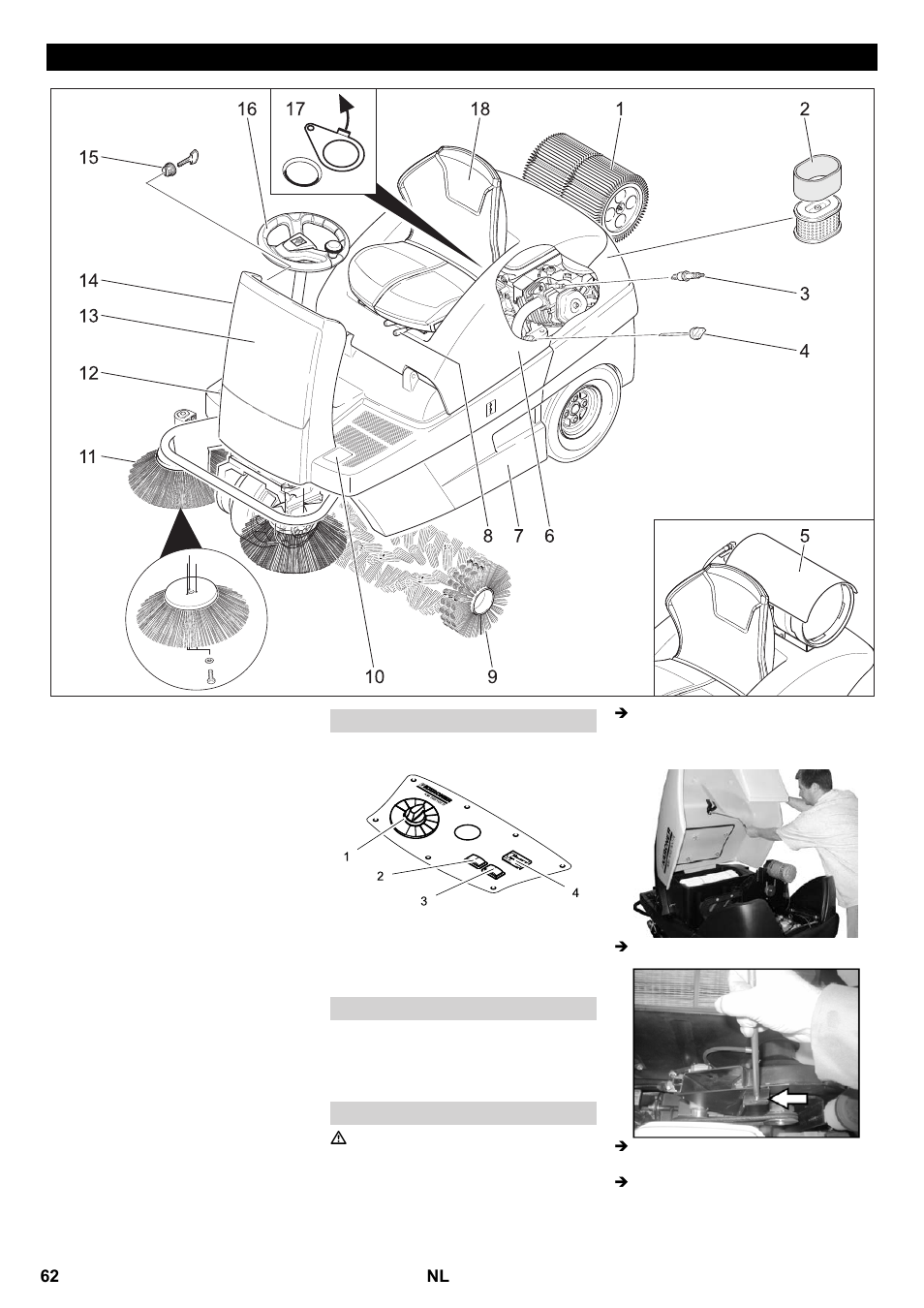 Elementen voor de bediening en de functies | Karcher KM 100-100 R P User Manual | Page 62 / 380