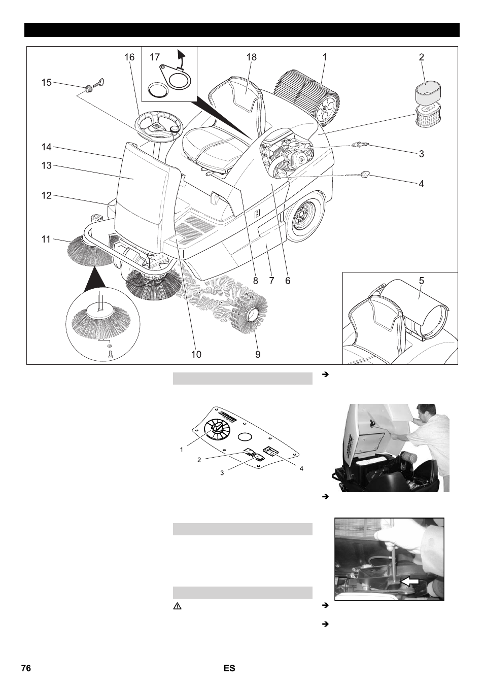 Elementos de operación y funcionamiento | Karcher KM 100-100 R P User Manual | Page 76 / 380