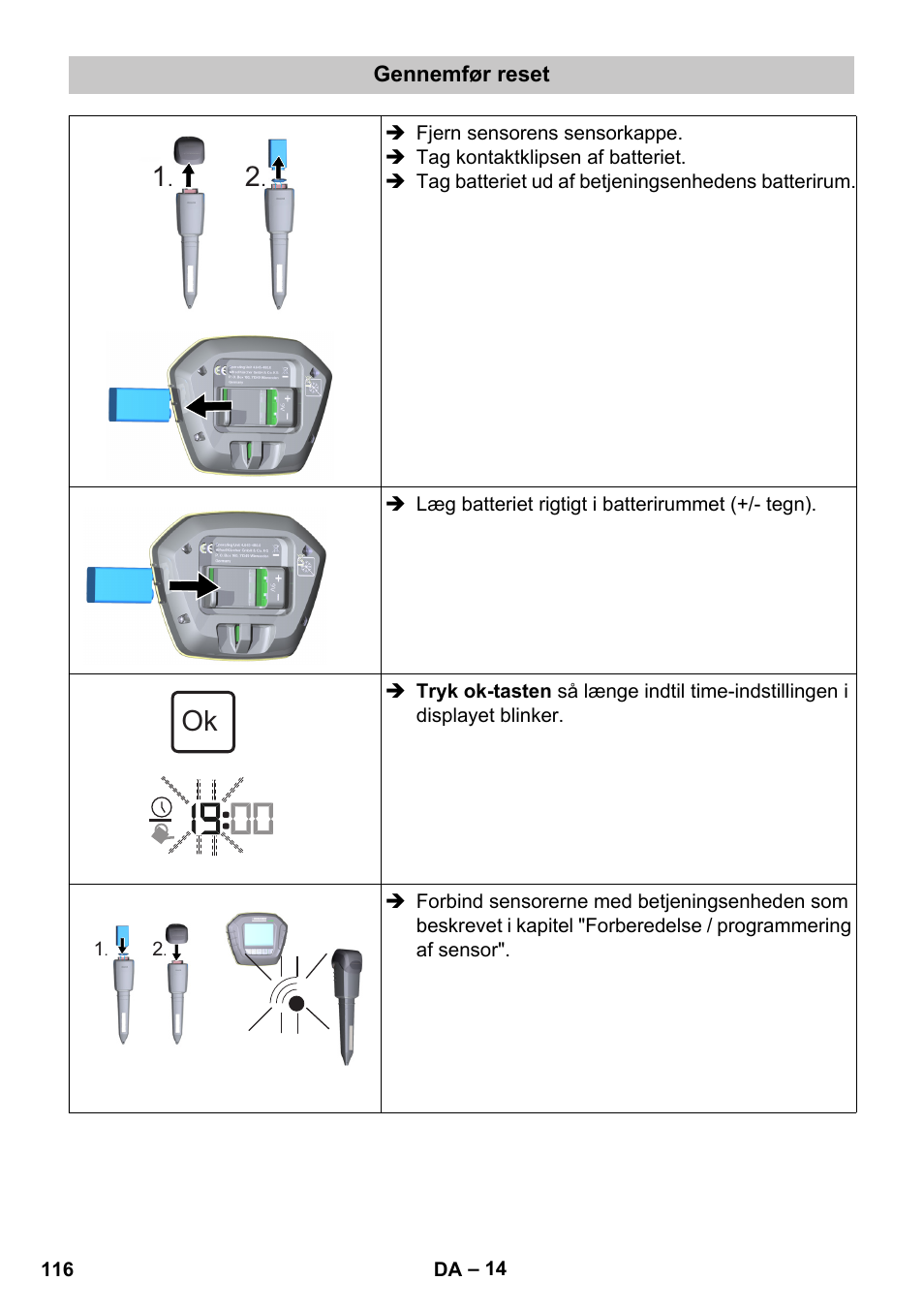 Gennemfør reset | Karcher SensorTimer TM ST6 DUO eco!ogic User Manual | Page 116 / 374