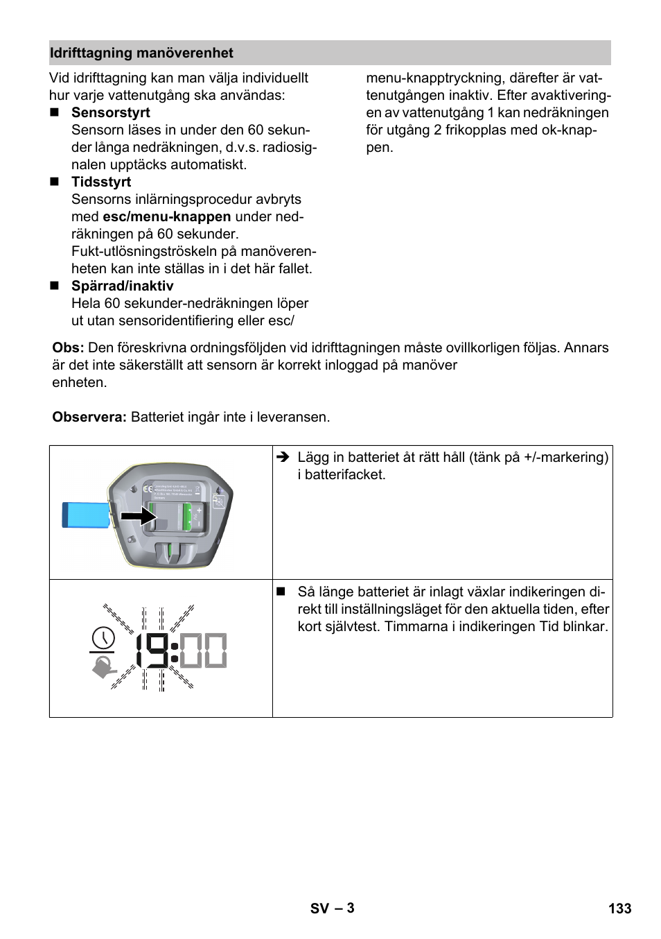 Idrifttagning manöverenhet | Karcher SensorTimer TM ST6 DUO eco!ogic User Manual | Page 133 / 374
