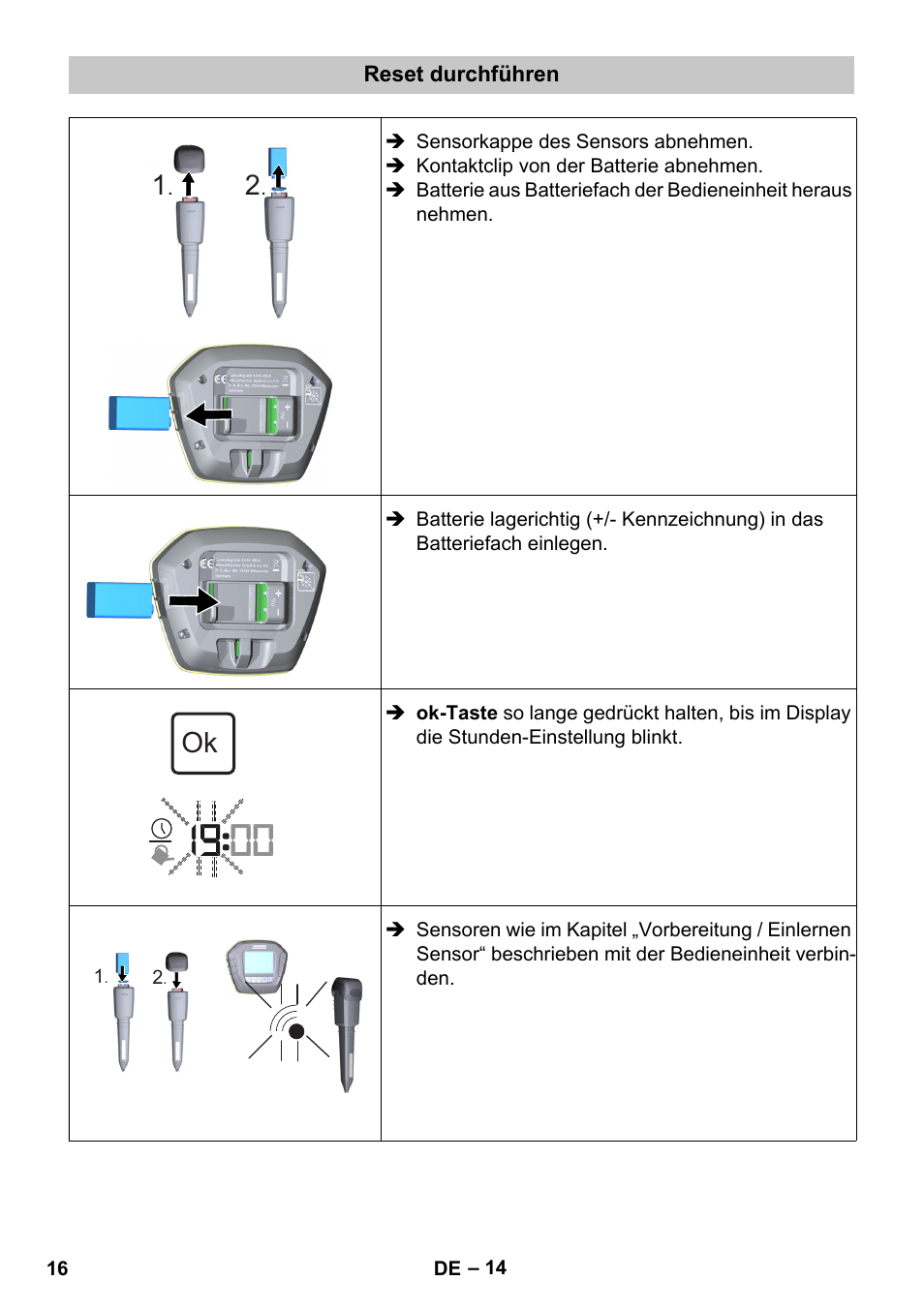 Reset durchführen | Karcher SensorTimer TM ST6 DUO eco!ogic User Manual | Page 16 / 374