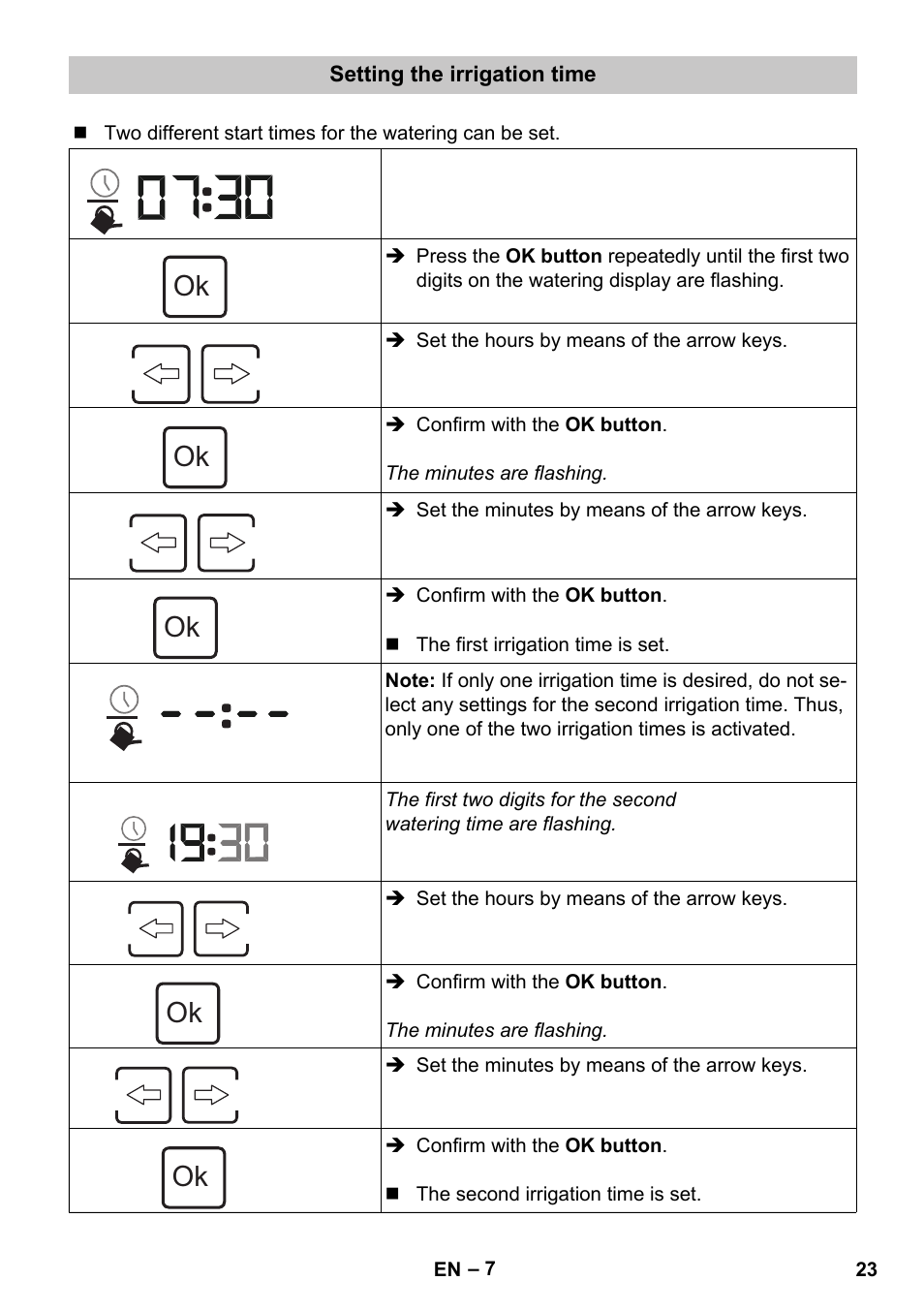 Setting the irrigation time | Karcher SensorTimer TM ST6 DUO eco!ogic User Manual | Page 23 / 374