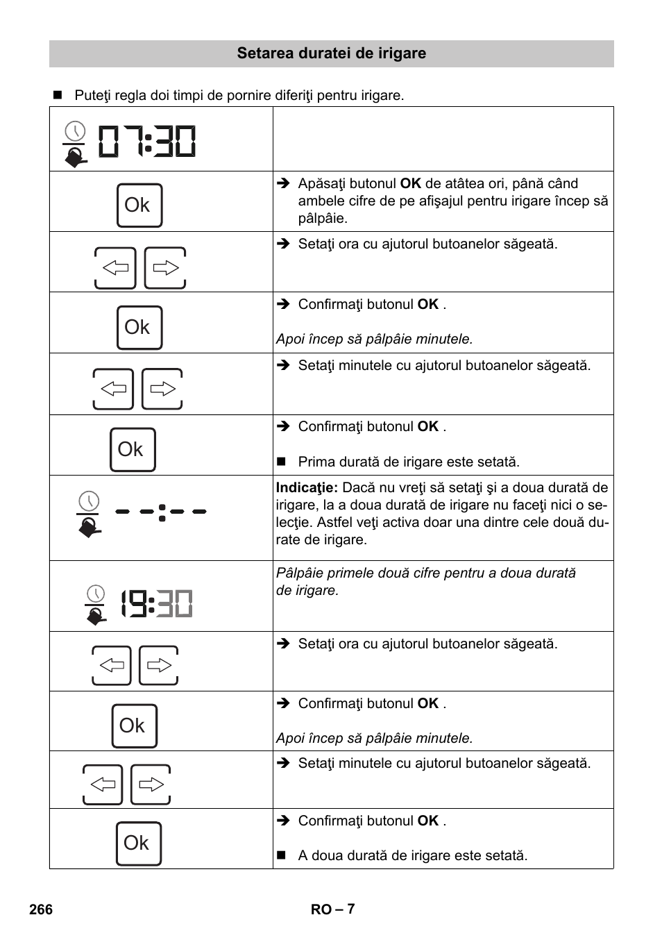 Setarea duratei de irigare | Karcher SensorTimer TM ST6 DUO eco!ogic User Manual | Page 266 / 374