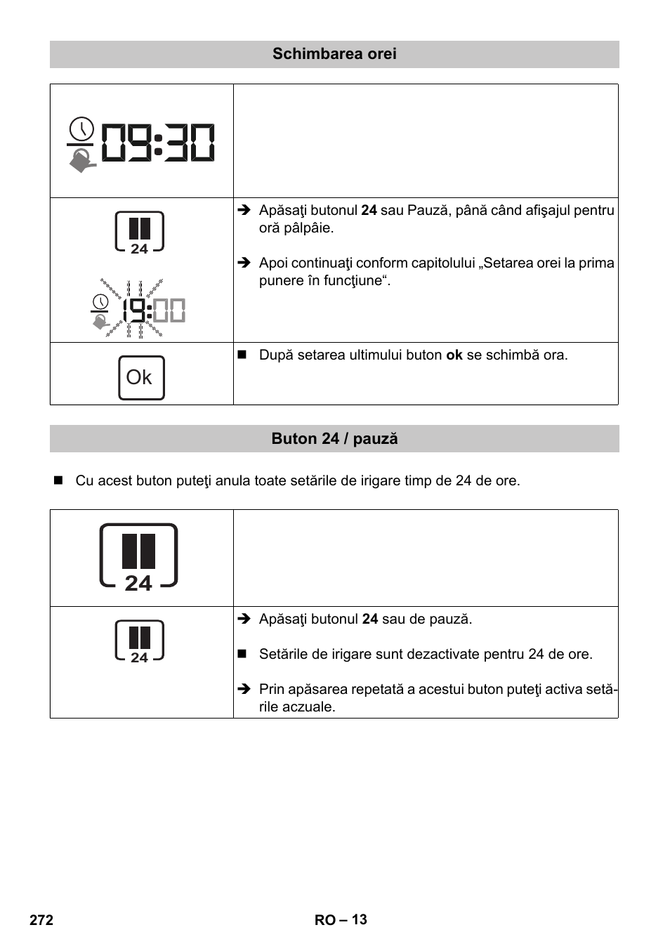 Schimbarea orei, Buton 24 / pauză | Karcher SensorTimer TM ST6 DUO eco!ogic User Manual | Page 272 / 374